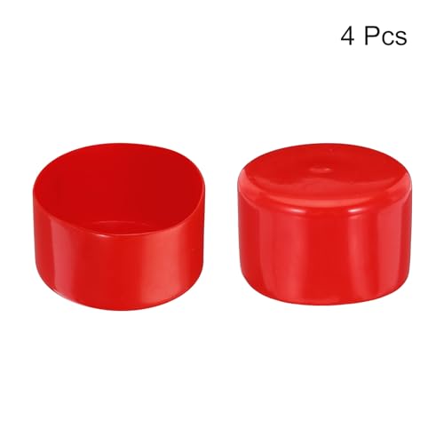 Image of uxcell 4pcs Rubber End Caps 65mm ID Vinyl Round Tube Bolt Cap Cover Screw Thread Protectors Red, 40mm Height