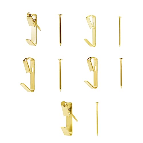 Image of 60 Pieces Picture Hanging Kit with Screws,SAFYY Picture Hooks for Hanging Pictures,Wall Painting Hanging Hooks Picture Frame Hooks for Wall Mounting(Gold 10LB*15,20LB*10,30LB*25,50LB*8,100LB*2)