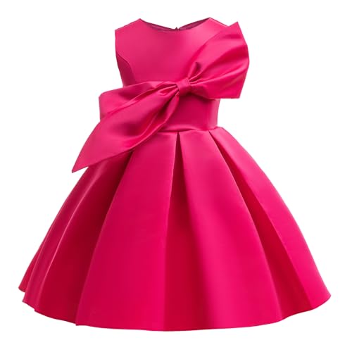 Girls Dresses Children's Vest Dresses Big Bow Dress Solid Color Dresses Rose Princess Dresses for Girls