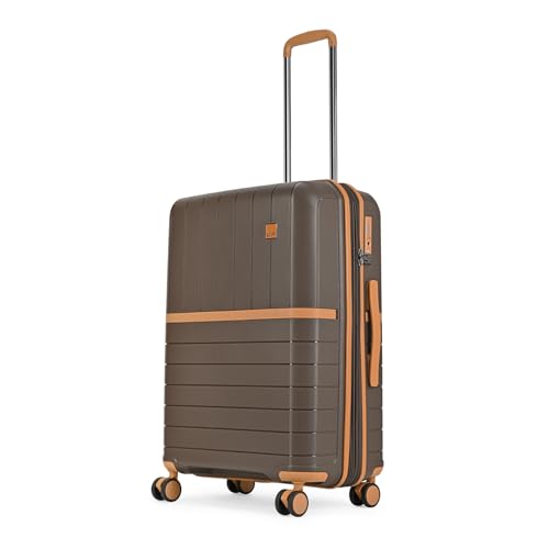 Image of VIP Classic Check-in-67 cm Medium 8 Wheels Trolley Bag | Hard Luggage for Travel | 5 Years International Warranty (Off White)
