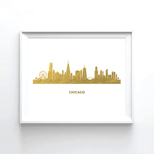 Chicago Skyline III Gold Foil Art Print Chicago Skyline Gold Print City Skyline Gold Wall Art Decor