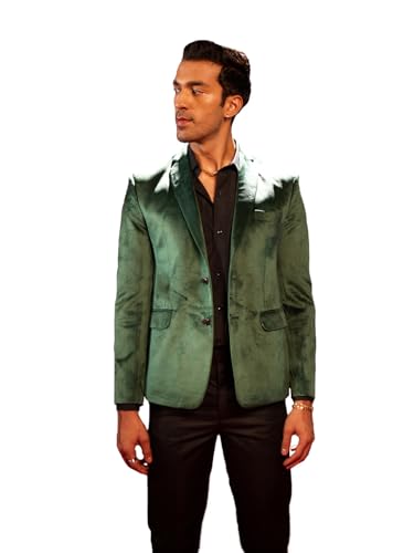 Image of VASTRAMAY mens VASTRAMAY Men's Green Velvet Blazer VSHRMCT025GN 42