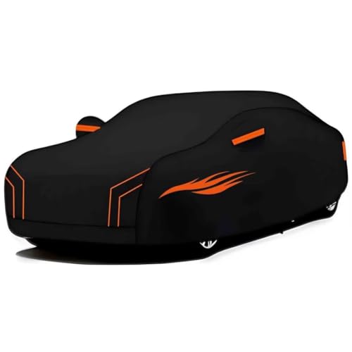 Waterproof Car Covers Compatible with Renault Triber 2019-2024，All-weather windproof, rainproof, sunproof, snowproof and dustproof Car Cover Outdoor（Black Orange）