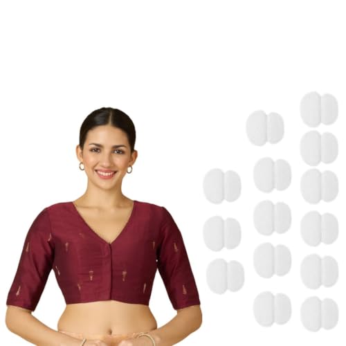 Image of Studio Shringaar Women's Handloom Cotton Silk Readymade Saree Blouse with Underarm Sweat Pads (Pack of 14 Pads)