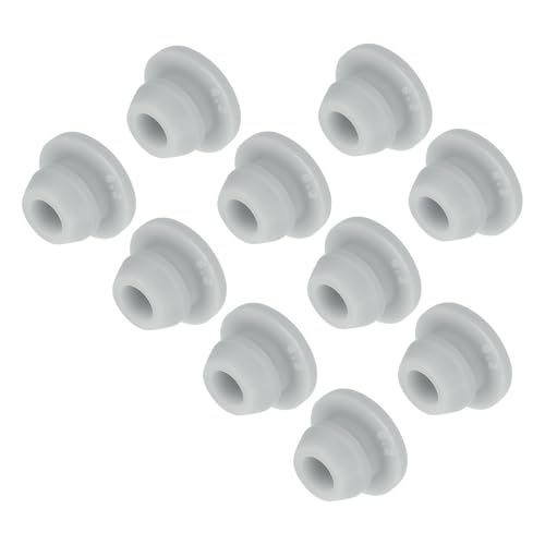 Image of MECCANIXITY 10pcs Silicone Snap in Locking Hole Plugs,6mm /0.2 Inch Mounting Diameter Narrow Groove Width 2mm Panel Seal Cover Round for Kitchen Bulkheads Waterproof Sealing Plugs Grey