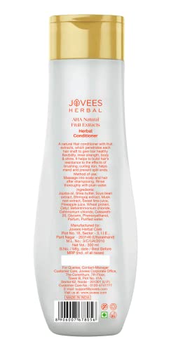 Image of JOVEES Herbal AHA Natural Fruit Extracts Conditioner For Smooth, Silky And Tangle Free Hair | Conditioner For Damaged Repairs, Nourishes Frizzy Hair, And Shiny Hair- 300ml, (1 count)
