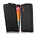 Cadorabo Hu00fclle kompatibel mit LG Google Nexus 5 Flip Design aus Premium Kunst Leder Flip Klappbare Stou00dffeste Magnetische Cover Hu00fclle fu00fcr LG Google Nexus 5 Tasche in Schwarz