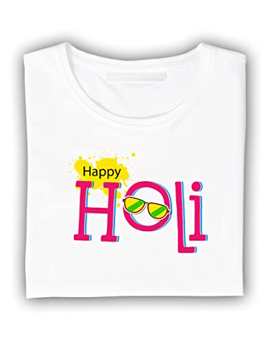 Image of Decor Production Men's /Women's Regular Fit -Colourful - Holi Tshirt Shirt for Men /Women Printed Round Neck Tshirt || Mens /Womens Tshirts Polycotton Half Sleeve