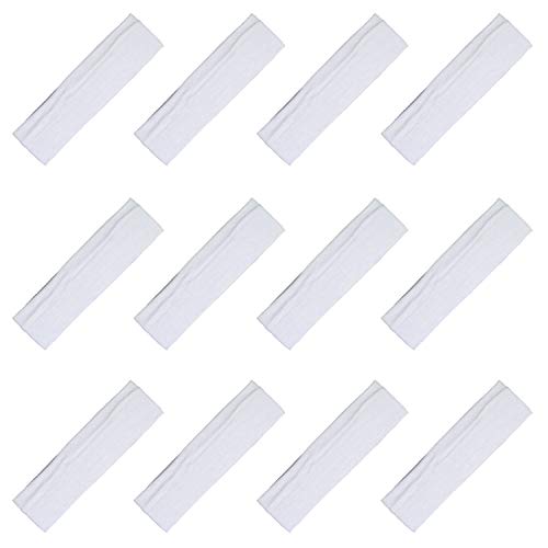 Kenz Laurenz Soft and Stretchy Elastic Cotton Headbands, (Pack of 12) - White