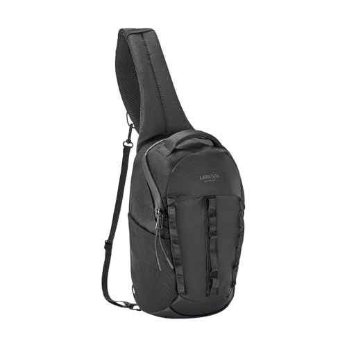 LARKSON Sling Bag Herren & Damen Schwarz - Klint - Funktionale Crossbody Schultertasche für Wandern Outdoor Fahrrad - 4 Liter Volumen - Wasserabweisend & Wasserfester Reißverschluss