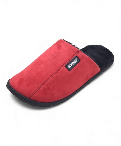 Image of SVAAR Men's Warm Winter Slippers, Cozy Fur Flip Flop Slip-On House Shoes, Indoor Bedroom Slides & Closed-Toe Home Clogs Sandals