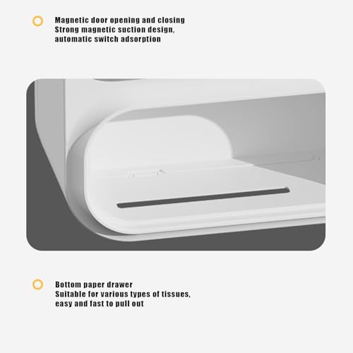 Fesatccoz Gabinete de baño pequeño para pared, de plástico, montado en la pared, armario de almacenamiento con espejo y ranura para pañuelos, armario de almacenamiento de baño con puerta - imagen 7