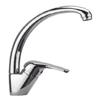 Miscelatore Lavello Bocca Alta con Canna Orientabile Cromato serie PEGASO