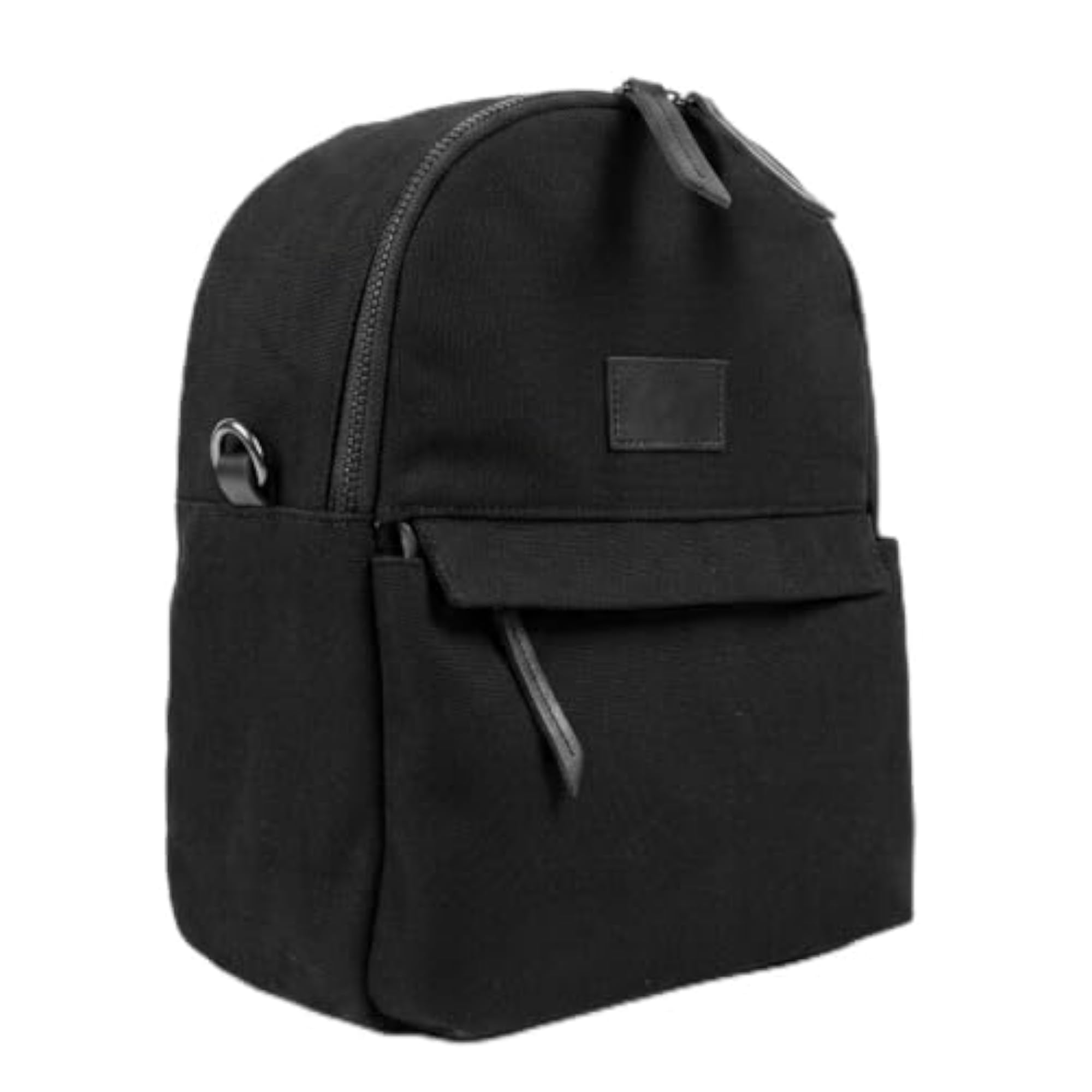 Minimalist Black Canvas Mini Backpack for Women & Men