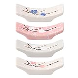 AKOAK 4 Pcs Oak Ceramic Plumblossom Chopsticks Stand Lovely Chopsticks Rest Stand Pillow Shape Rice Spoon Stand Ideal Spoon Fork Knives Stand Home Kitchen Tableware Desktop Accessories