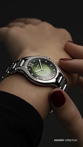RAYMOND WEIL Noemia Women's Watch, Quartz, Green Dial, Roman Numerals, 47 Diamonds, Stainless Steel, 32 mm (Model: 5132-S1S-52181)2