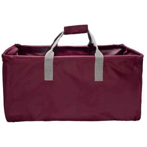 Schneiders Horseman's Large Utility Tote II | Heavy-Duty 600D Polyester | Rigid Metal Frame | Collapsible Design | Ideal for Tack, Hay, and Stable Supplies | Color Burgundy/Silver