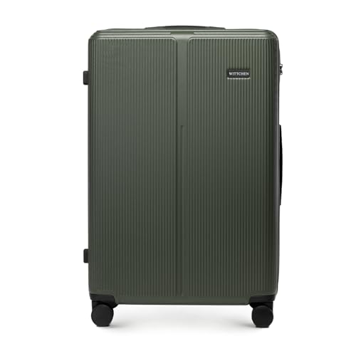 WITTCHEN Stripes Line Großer Koffer 76,5 x 50 x 29 cm (XL) | Hartschalen-Trolley ABS 96 l, 4 Rollen 360° | Koffer groß für Lufthansa/Eurowings/Ryanair, zahlenschloss, teleskopgriff | Farbe: Khaki