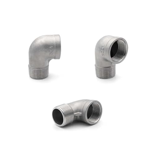 Codo de acero inoxidable 304 de 1-1/2 rosca macho a hembra con conector de tubería de 90 grados 2