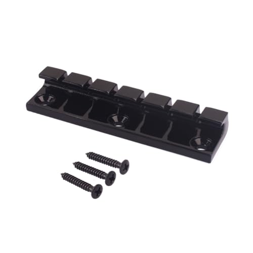 OFFSCH String Fixed Hardtail Bridge with Saddle for Electric Guitar Replacement Non Tremolo Design Black Finish Compatible with Various Electric Guitar Models