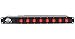 American DJ 8 channel AC power strip with 15 amp breaker and 8 on/off toggle switches. 19 inch rack mountable