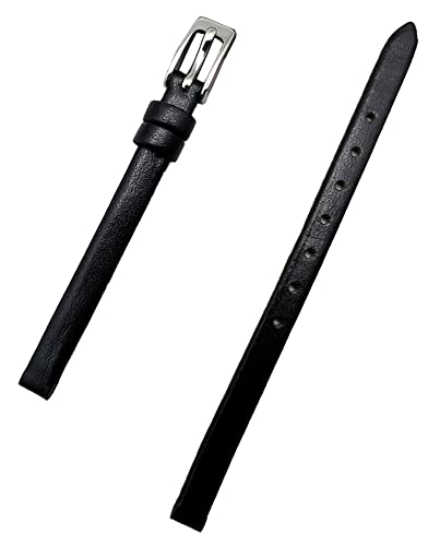 6Mm Black, Flat, Elegant Calf Leather Watchband | Genuine Leather Replacement Watchstrap That Brings New Life To Any Watch (Womens Standard Length) #TOP13