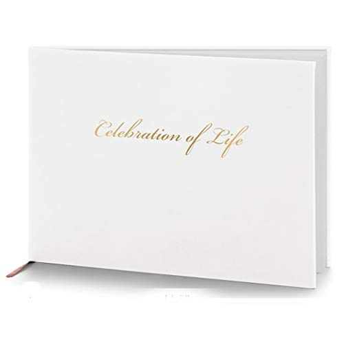 Heart & Homage Funeral and Memorial Guest Sign-in Book | PU Leather Hardcover, Large - Beautiful | Celebration of Life Registration Books | 80 Guests (White)