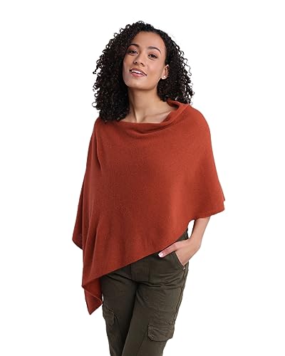 Cashmere -100% Cashmere Draped Dress Topper Poncho (Rust)2