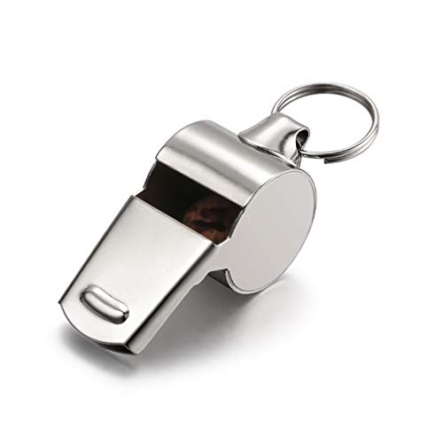 LIOOBO 5 peças de apitos de aço inoxidável para treinamento, apitos de metal com cordão para funcion