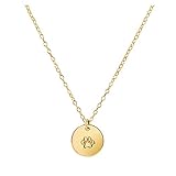 Handmade Yellow Gold Fill Paw Print Charm Necklace - Dog, Cat, Pet Memory - Memorial Jewelry, Gift for Animal Lover - Anniversary, Birthday, Graduation Present for Her, Girl, Woman, Wife, Friend