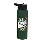 I Love Rock Guitar Drums Enthusiast Design Stainless Steel Insulated Water Bottle
