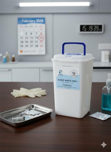 Image of 12 LTR Bio-Medical Sharps Container | Puncture Proof Plastic Disposal Bin for Needles, Glass Waste & Metallic Implants