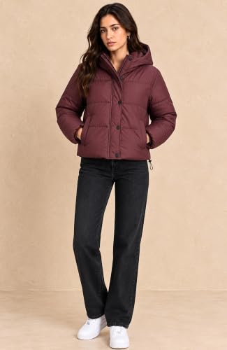 Image of SANE ORIGINALS Hooded Jacket for Women for Winters, Stylish Semi Crop Warm Coat for Women Winter Wear with Cap