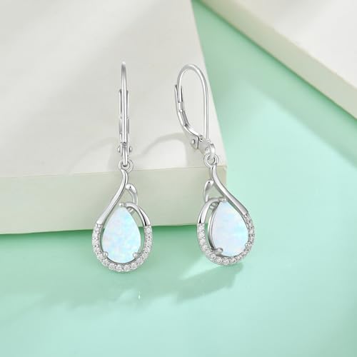 Starchenie Teardrop Dangle Drop Earrings 925 Sterling Silver Pear Birthstones Leverback Earrings Gift for Women4
