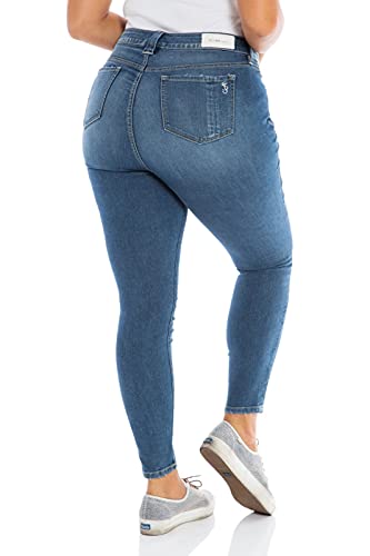 SLINK Jeans Plus Size Mid Rise Slim Denim Jean4