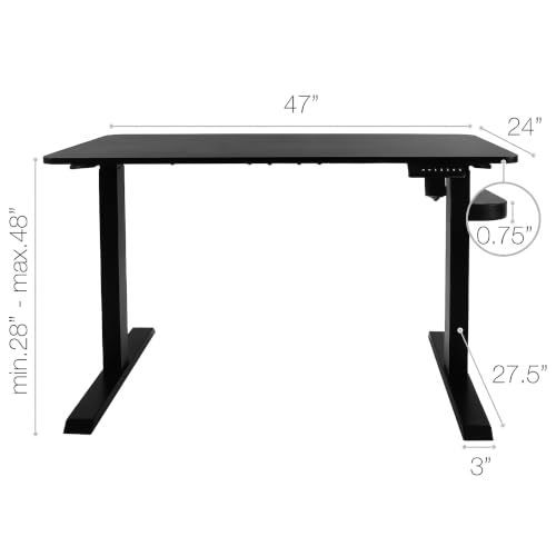Image of TechOrbits Electric Standing Desk Frame 47 x 24 Inch Tabletop - Motorized Workstation Two Leg Stand Up Desk with Memory Settings and Telescopic Sit Stand Height Adjustment (Black Frame /Black Top)