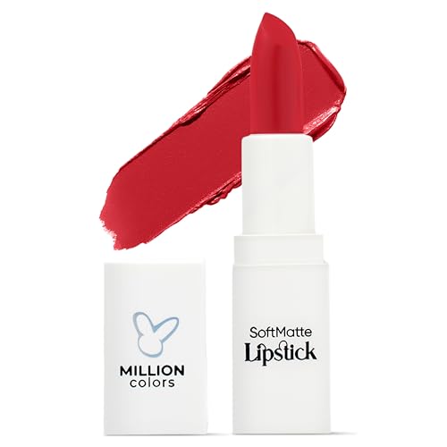 Image of Million Colors Creamy Matte Hydrating Lipstick| Infused With Almond Oil and Vitamin E| Long Lasting, Nourishing and Intense Hydration (Scarlett Rush,01)
