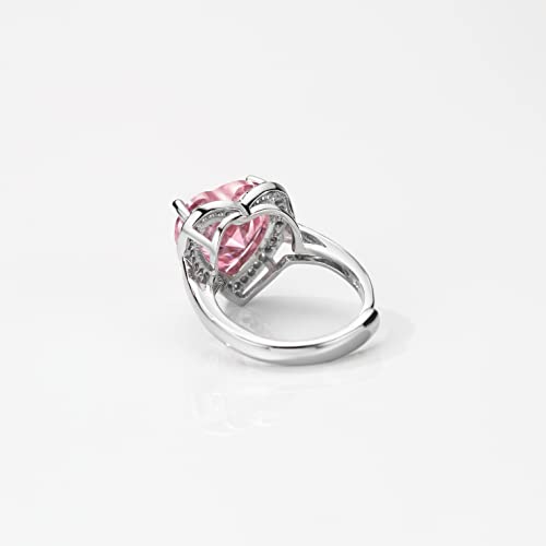 Altenevia Pink Cubic Zirconia Heart Women'S Ring Halo Heart Adjustable Statement Ring For Women thumb #6
