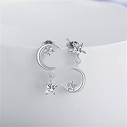 YYZLL Boucles d'oreilles en Cristal Zircon étoile Lune Boucles d'oreilles étincelantes asymétriques pour Femmes Adolescentes Cover