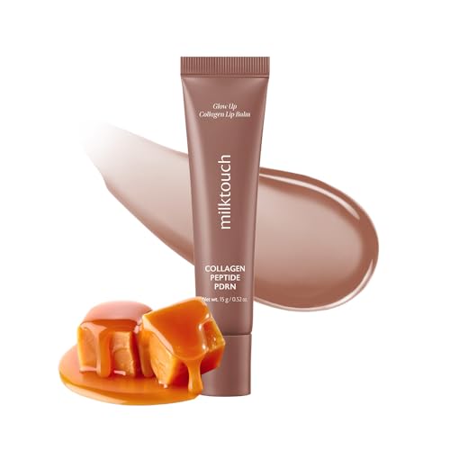 milktouch Vegan Glow Up Collagen Lip Balm–Hydrating Lip Care with Collagen, Peptide, PDRN, Cica & Shea Butter for Dry Lips Repair, AntiAging, NonSticky Moisturizer for Fuller Lips(15g) #Caramel Fondue