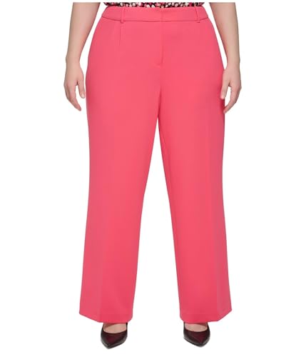 Calvin Klein Womens Scuba Crepe Casual Wide Leg Pants, Pink, Plus Size, 20W