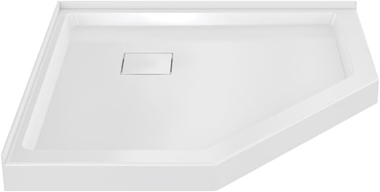 Carlton Marquette 38" x 38" Neo-Angle Double-Threshold Shower Pan Base with Center Drain in Glossy White