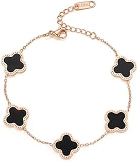 Doherty 18K Gold Plated Adjustable Four Leaf Clover Bracelet - Bracelet Gift for Birthday Mothers Day Valentines Day