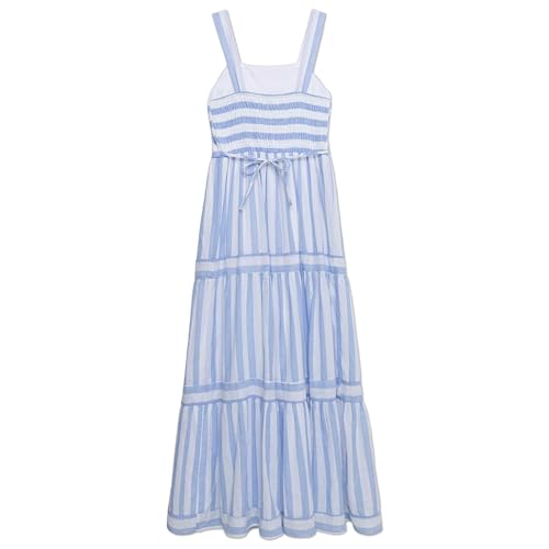 Speechless Girls' Striped Cotton Voile Maxi Dress with Smocked Back4