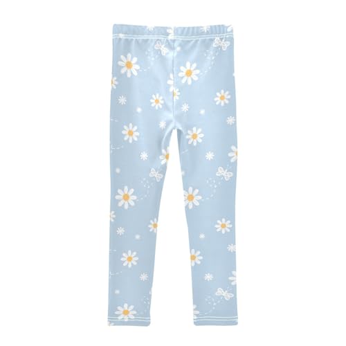 Daisy Flower Butterfly Girls Leggings,Workout Leggings for Girls Toddler Athletic Leggings Size for 3-10T2