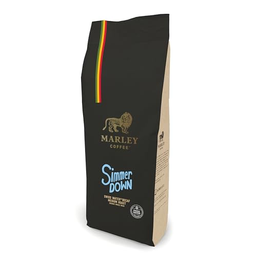 Swiss Water Decaf Medium Roast Organic Decaffeinated Coffee Beans 1kg - Simmer Down Blend - Marley Coffee - From The Marley Family - For All Coffee Machines
