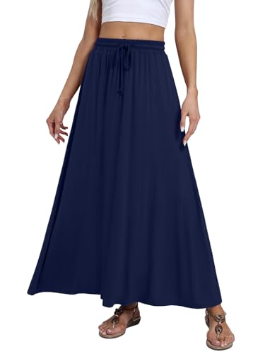 DB MOON Womens Maxi Skirt 2024 Casual Flowy Elastic High Waist Long Skirts with Pockets - Image 4