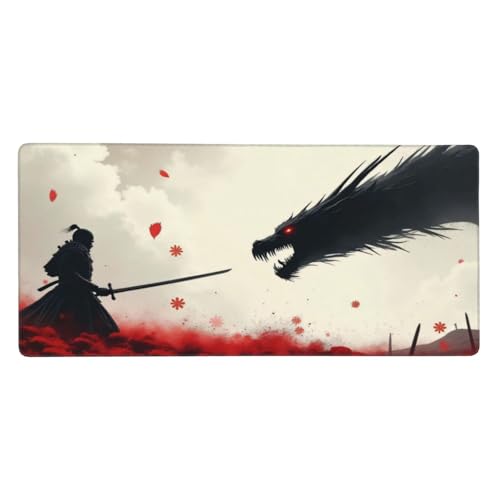 Tapis de souris de jeu grand format anti-glisse dragon rétro