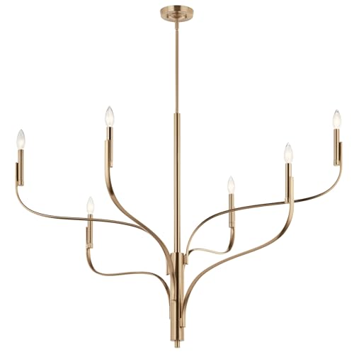 Kichler Livadia 6-Light Chandelier, Soft Modern-Light in Champagne Bronze, for Foyer, Great Room, or Vaulted Dining or Bedroom (33.25" x 47.25"), 52674CPZ by Kichler - Used condition - US$241.86