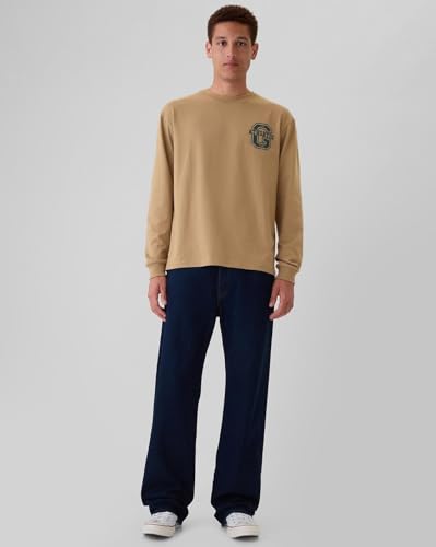 Image of Gap Men Relaxed Fit Graphic Print Full Sleeves Crew Neck Letter Print T-Shirt